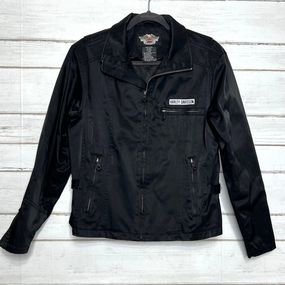 Harley-Davidson Women’s Black Riding Jacket Large Motorcycle Logo Zip Jacket